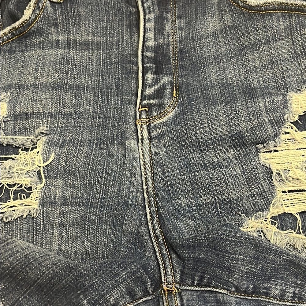 Judy Blue Button Zip Criss Cross Distressed Denim High Waist Women's Shorts 2XL - Picture 10 of 15